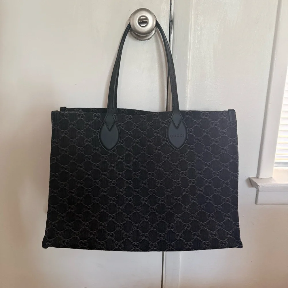 Gucci Ophidia Shopper Tote GG Black Denim - Large